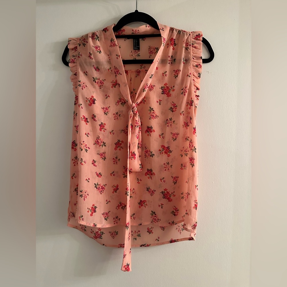 "Forever 21" Pink Floral Sleeveless Blouse Small